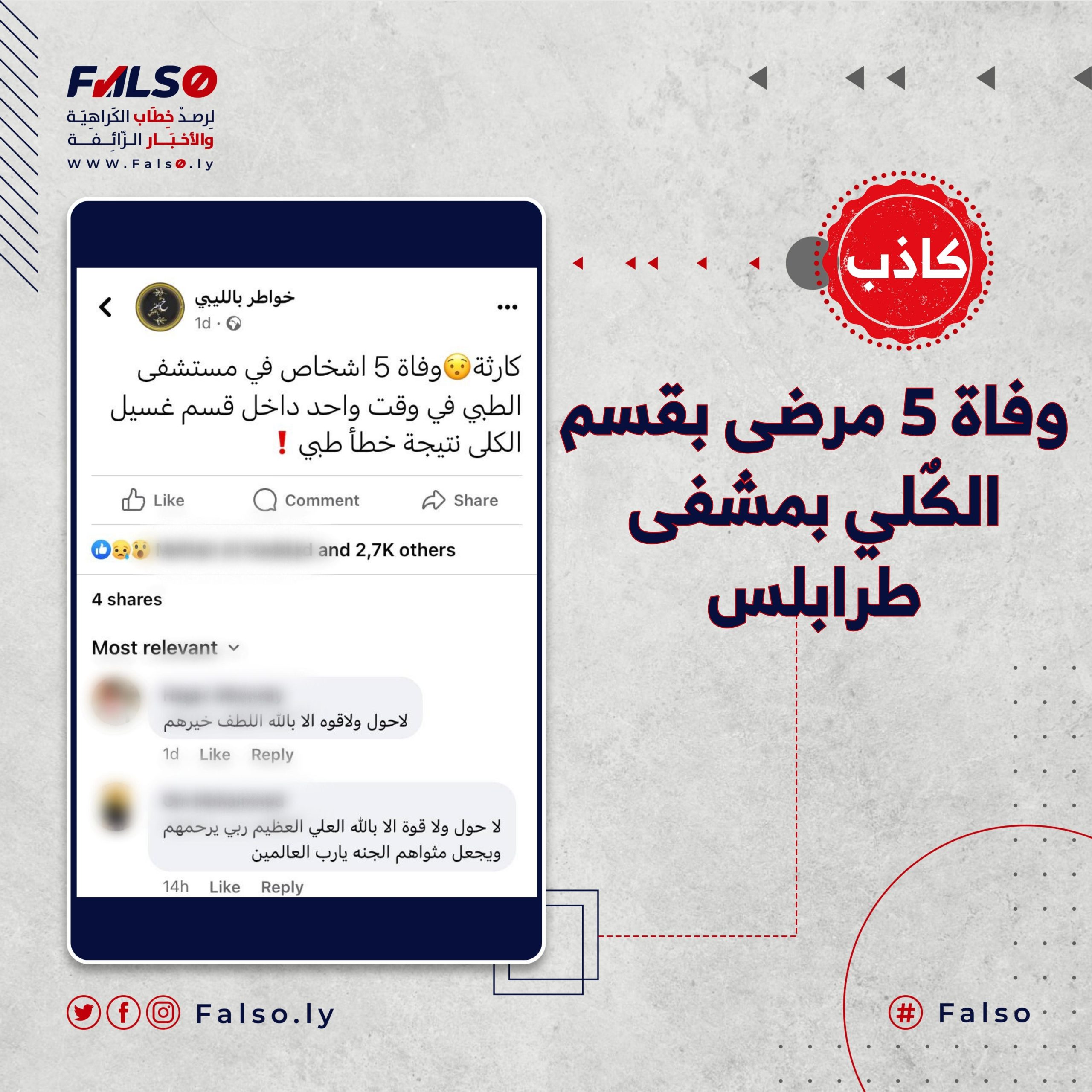 ما صِحة وفاة 5 مرضى بقسم الكٌلي بمشفى طرابلس ؟